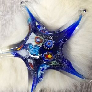 Cobalt millieflori art glass starfish